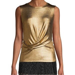 NWT Kobi Halpern XL  Sidra top sleeveless gold stretch